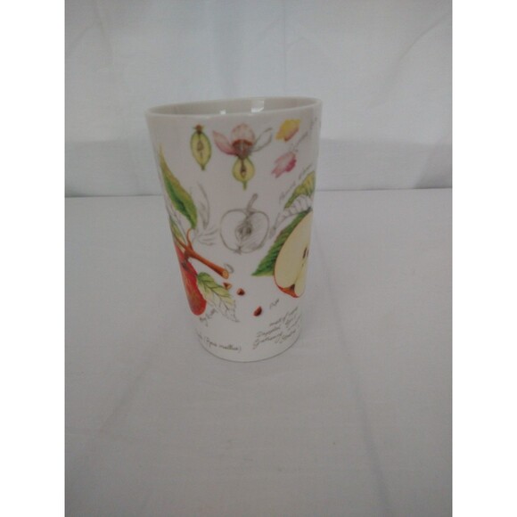Kent Pottery Apple Design Tall White Porcelain Coffee Mug Garden Script - Picture 2 of 9